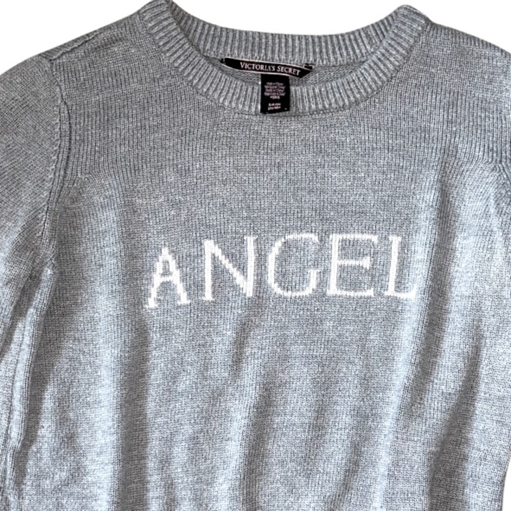 NWOT VICTORIA’S SECRET Angel Logo Gray Sweater Size Small - Picture 7 of 11
